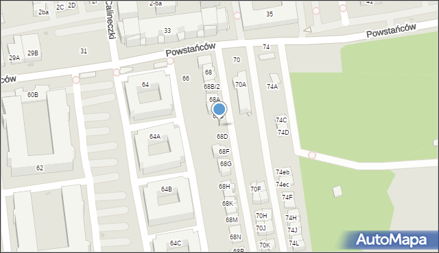 Ząbki, Powstańców, 68C, mapa Ząbki