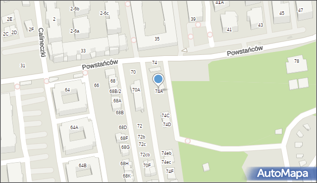 Ząbki, Powstańców, 74A, mapa Ząbki