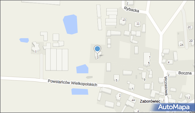 Zaborówiec, Powstańców Wielkopolskich, 3, mapa Zaborówiec