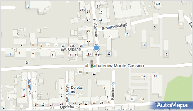 Zabrze, Pośpiecha Pawła, ks., 23A, mapa Zabrza