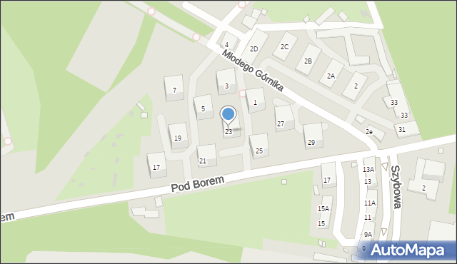 Zabrze, Pod Borem, 23, mapa Zabrza