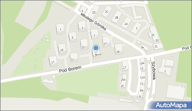 Zabrze, Pod Borem, 25, mapa Zabrza