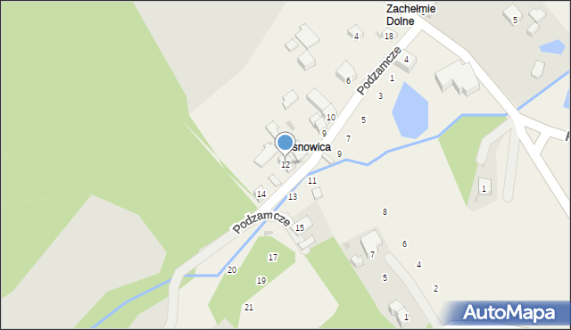 Zachełmie, Podzamcze, 12, mapa Zachełmie