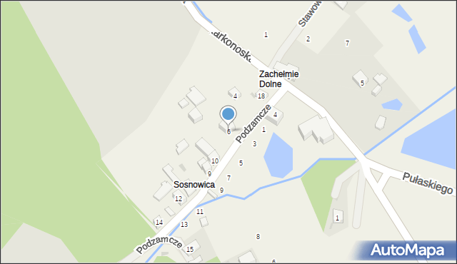 Zachełmie, Podzamcze, 6, mapa Zachełmie