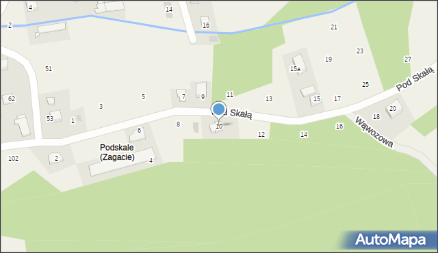 Zagacie, Pod Skałą, 10, mapa Zagacie