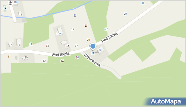 Zagacie, Pod Skałą, 18, mapa Zagacie