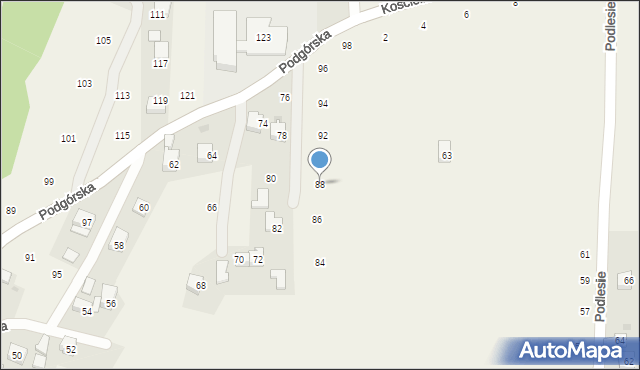 Zakliczyn, Podgórska, 88, mapa Zakliczyn