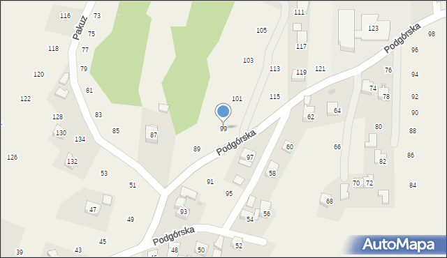 Zakliczyn, Podgórska, 99, mapa Zakliczyn