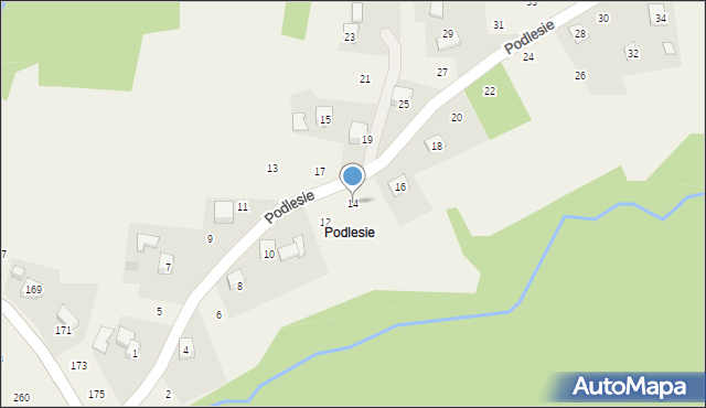 Zakliczyn, Podlesie, 14, mapa Zakliczyn