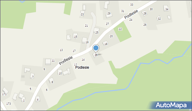 Zakliczyn, Podlesie, 16, mapa Zakliczyn