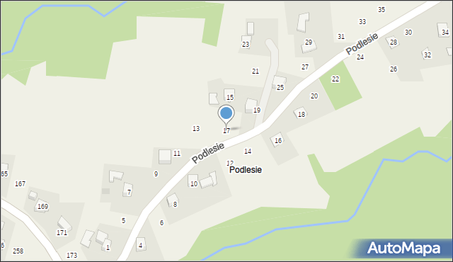 Zakliczyn, Podlesie, 17, mapa Zakliczyn