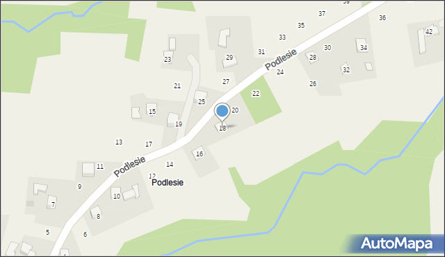 Zakliczyn, Podlesie, 18, mapa Zakliczyn