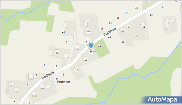 Zakliczyn, Podlesie, 20, mapa Zakliczyn