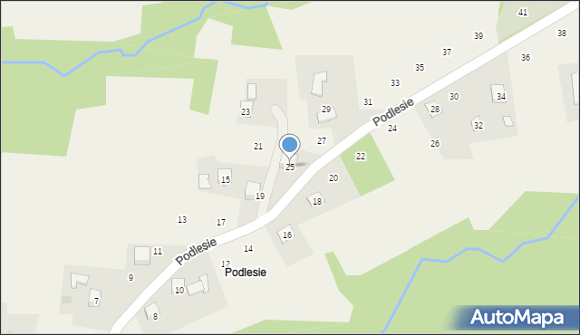 Zakliczyn, Podlesie, 25, mapa Zakliczyn