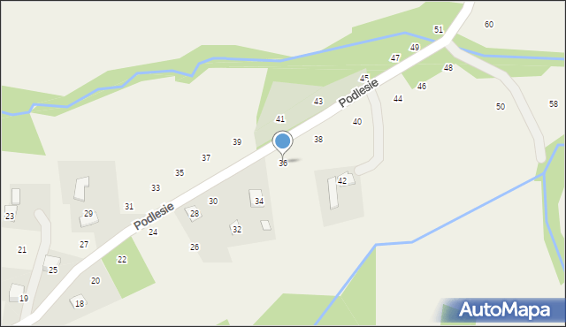 Zakliczyn, Podlesie, 36, mapa Zakliczyn