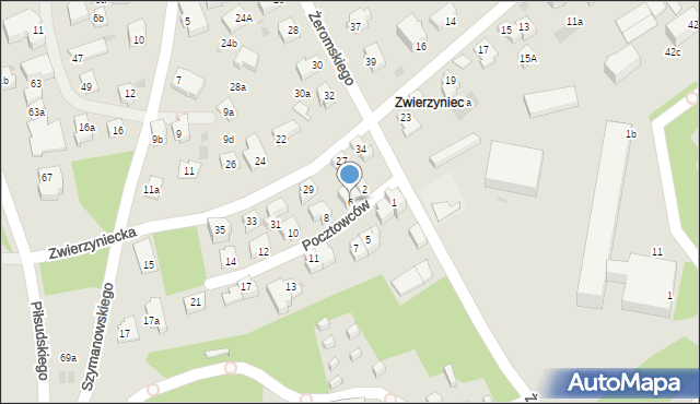 Zakopane, Pocztowców, 6, mapa Zakopanego