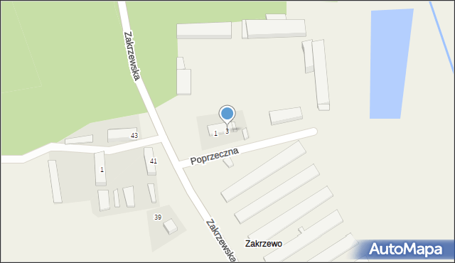 Zakrzewice, Poprzeczna, 3, mapa Zakrzewice