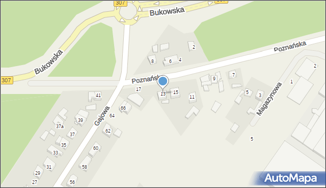 Zakrzewo, Poznańska, 13, mapa Zakrzewo