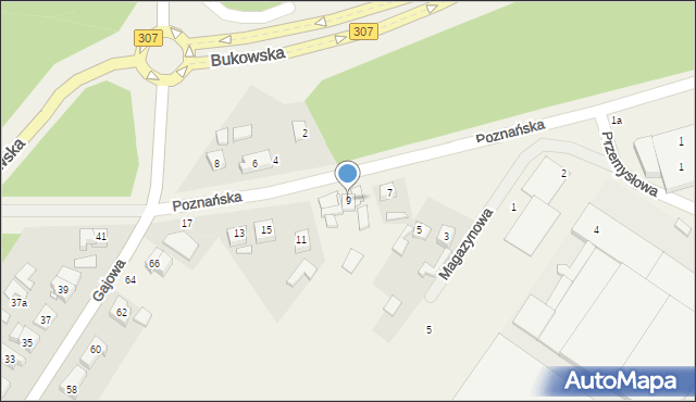 Zakrzewo, Poznańska, 9, mapa Zakrzewo