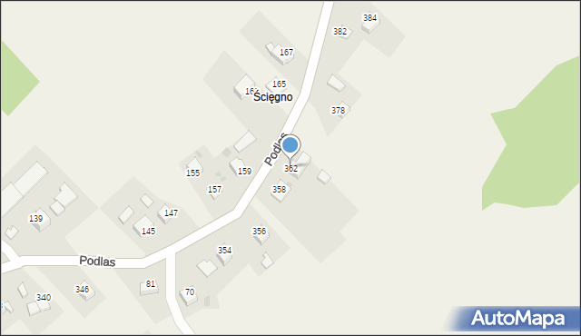 Zalas, Podlas, 362, mapa Zalas