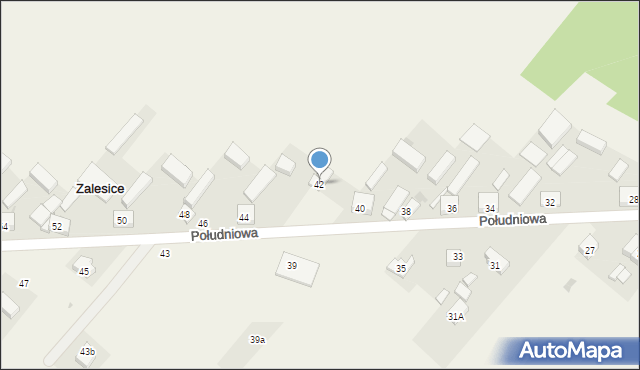 Zalesice, Południowa, 42, mapa Zalesice