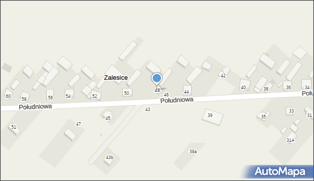 Zalesice, Południowa, 48, mapa Zalesice