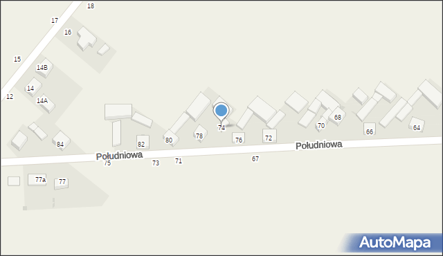 Zalesice, Południowa, 74, mapa Zalesice