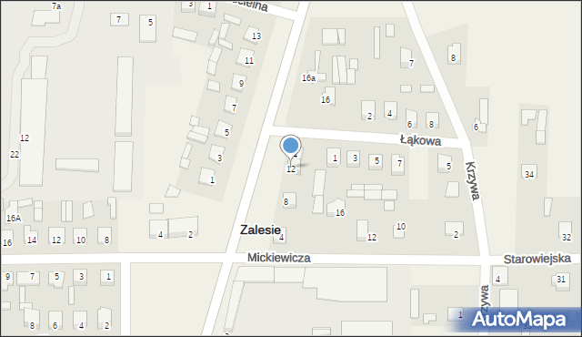 Zalesie, Północna, 12, mapa Zalesie