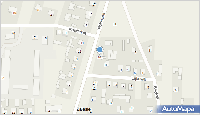 Zalesie, Północna, 16a, mapa Zalesie