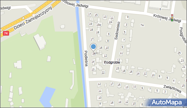Zamość, Podleśna, 15, mapa Zamościa