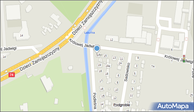 Zamość, Podleśna, 20, mapa Zamościa