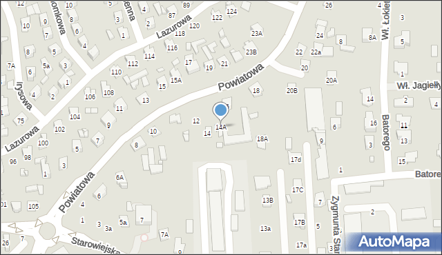 Zamość, Powiatowa, 14A, mapa Zamościa