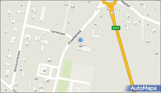 Zamość, Powiatowa, 58a, mapa Zamościa