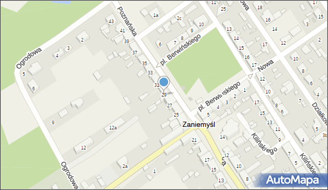 Zaniemyśl, Poznańska, 29, mapa Zaniemyśl