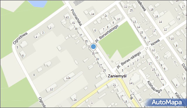 Zaniemyśl, Poznańska, 31, mapa Zaniemyśl