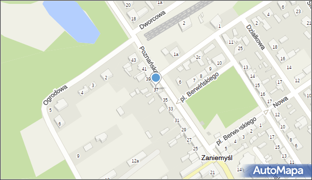 Zaniemyśl, Poznańska, 37, mapa Zaniemyśl