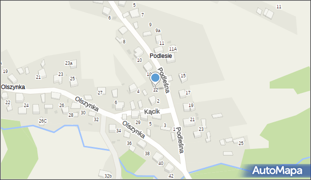 Żarki, Podleśna, 12, mapa Żarki