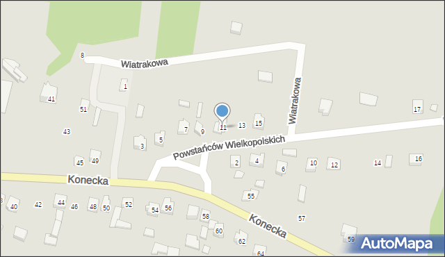 Żarnów, Powstańców Wielkopolskich, 11, mapa Żarnów