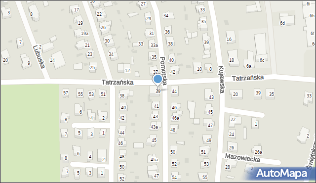 Żary, Pomorska, 39, mapa Żary