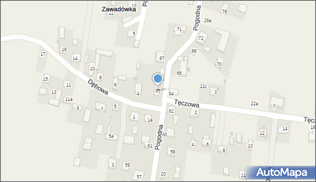 Zawadówka, Pogodna, 65, mapa Zawadówka