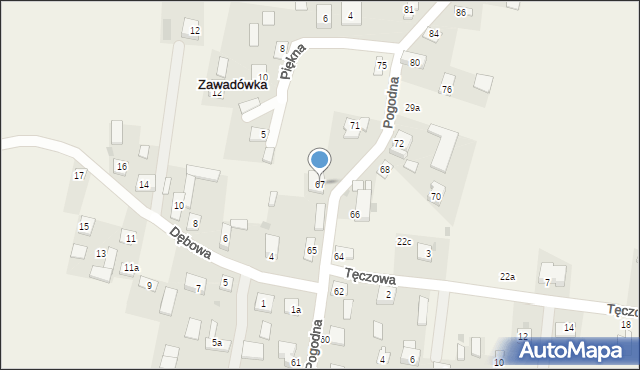 Zawadówka, Pogodna, 67, mapa Zawadówka