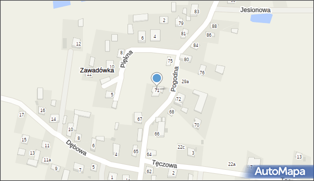 Zawadówka, Pogodna, 71, mapa Zawadówka