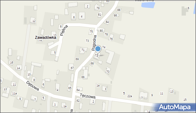 Zawadówka, Pogodna, 72a, mapa Zawadówka