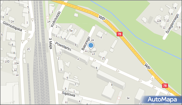 Zawiercie, Powstańców Śląskich, 13a, mapa Zawiercie