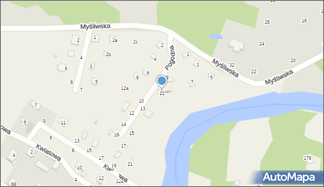 Zawiszyn, Pogodna, 11, mapa Zawiszyn