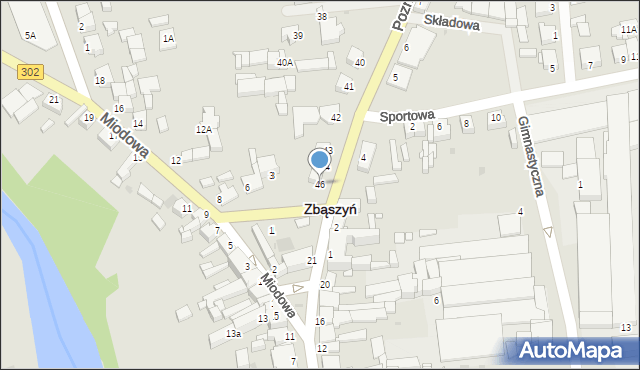 Zbąszyń, Poznańska, 46, mapa Zbąszyń