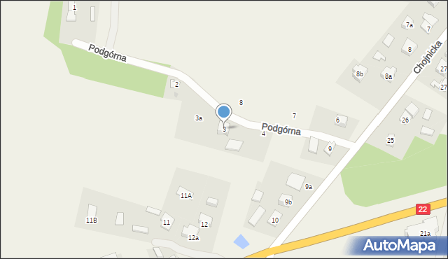 Zblewo, Podgórna, 3, mapa Zblewo