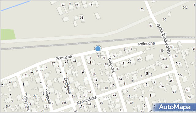 Zduńska Wola, Północna, 9, mapa Zduńska Wola