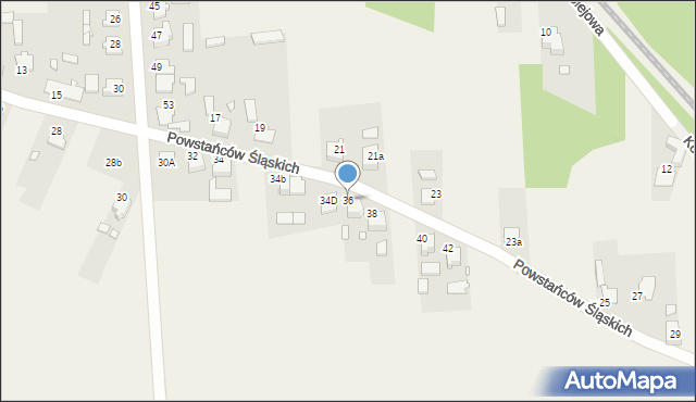 Żędowice, Powstańców Śląskich, 36, mapa Żędowice