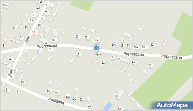 Zelów, Poprzeczna, 19, mapa Zelów